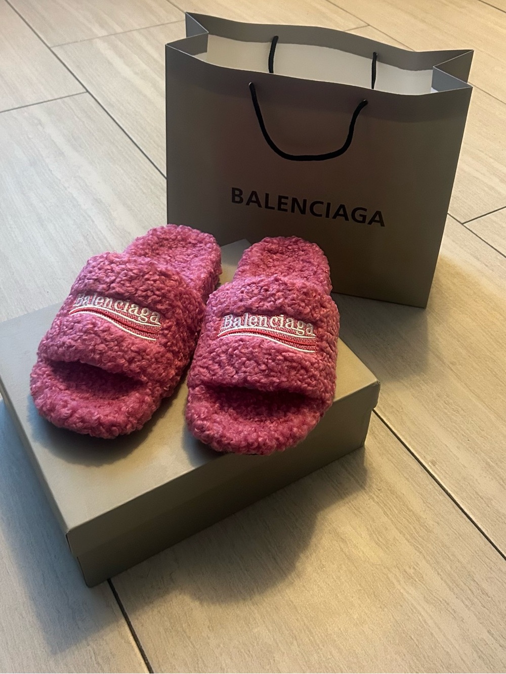 Balenciaga pink slides